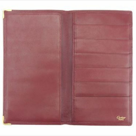 AUTH Cartier Wallet Purse Mastline Red Gold leather Woman - Picture 7 of 7